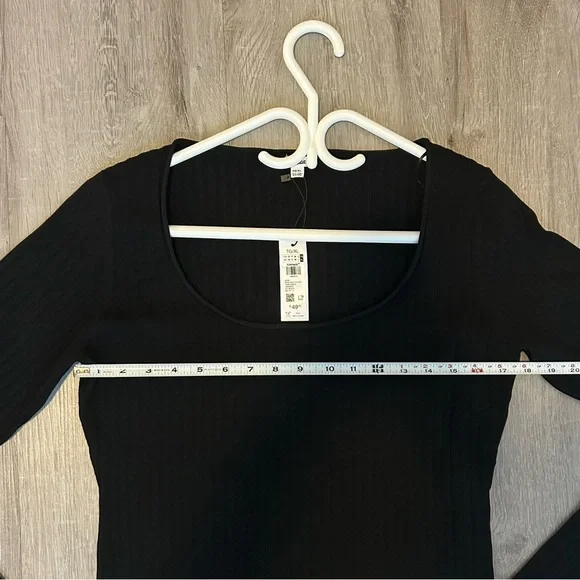 NEW Garage Black scoop neck ribbed mini Long Sleeve Dress size XL NWT - Picture 6 of 8